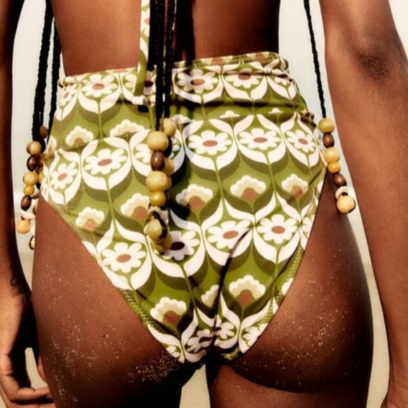 🍹ZARA BRAND NEW PRINTED HIGH WAIST BIKINI BOTTOM SIZE M - Picture 2 of 5